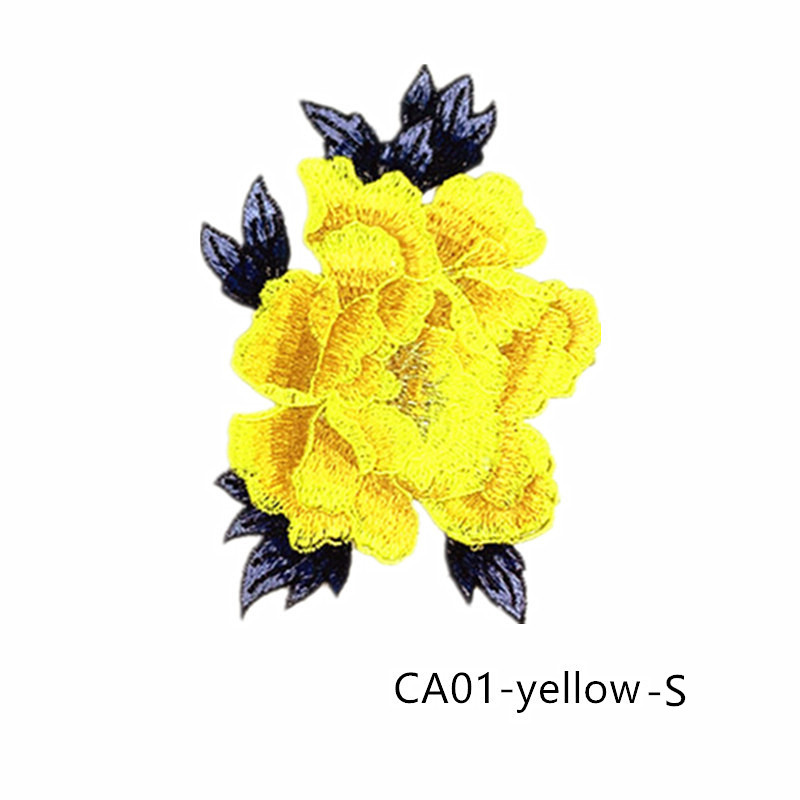 zsbszc new fashion big 1pcs red rose yellow Embroidered Applique Flower patch sew on cloth wedding gown clothing accescies CA01