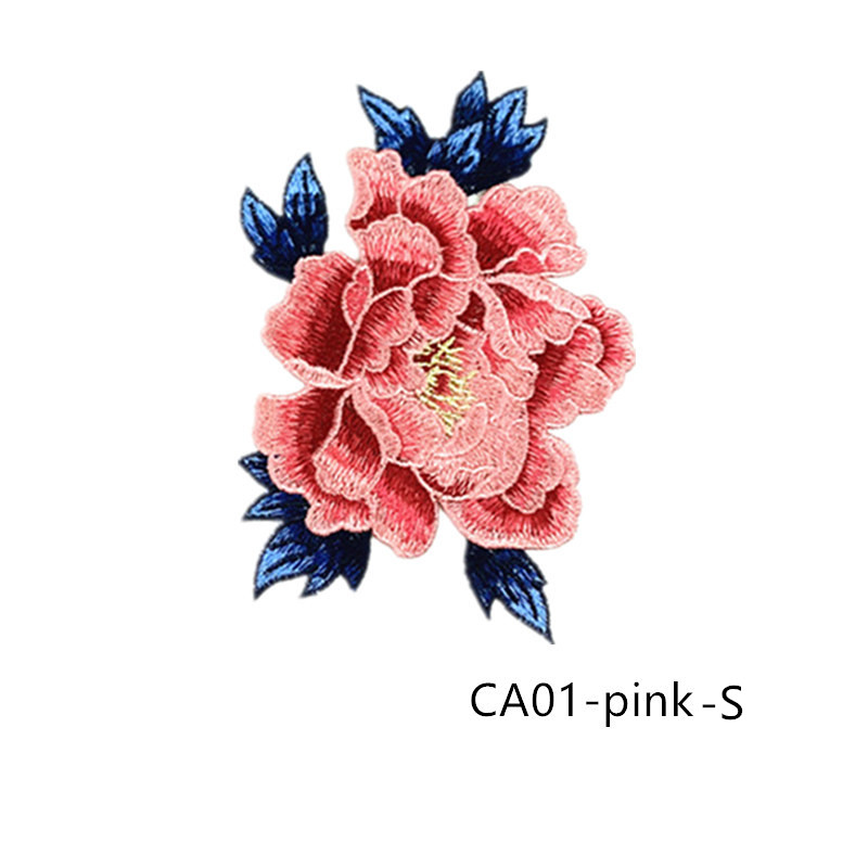 zsbszc new fashion big 1pcs red rose yellow Embroidered Applique Flower patch sew on cloth wedding gown clothing accescies CA01