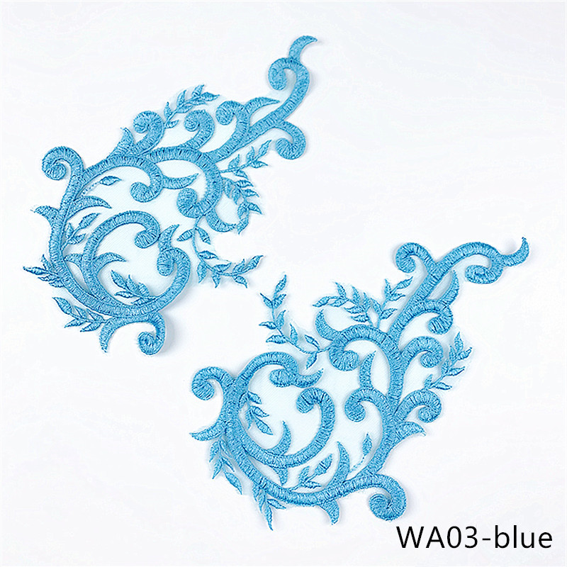 5Pairs Exquisite Gold Thread Embroidery Applique Wedding Dress Accessories Lace Flower Patch DIY Handmade Sew on clothing WA03