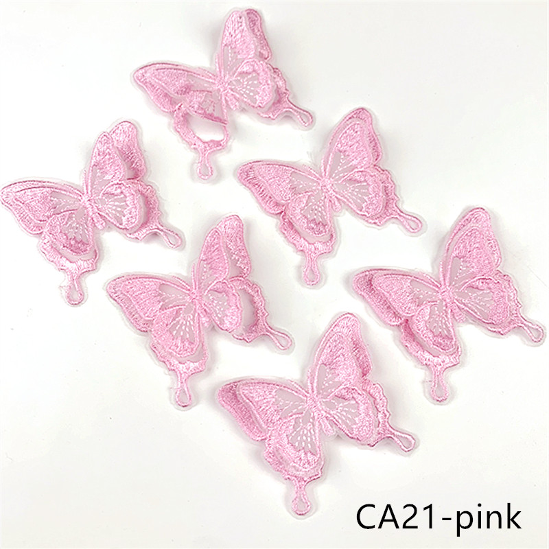 zsbszc new fashion 10PCS 6X5.5cm Double layered 3D butterfly Embroidered Applique patch sew on cloth wedding gown accescies CA21