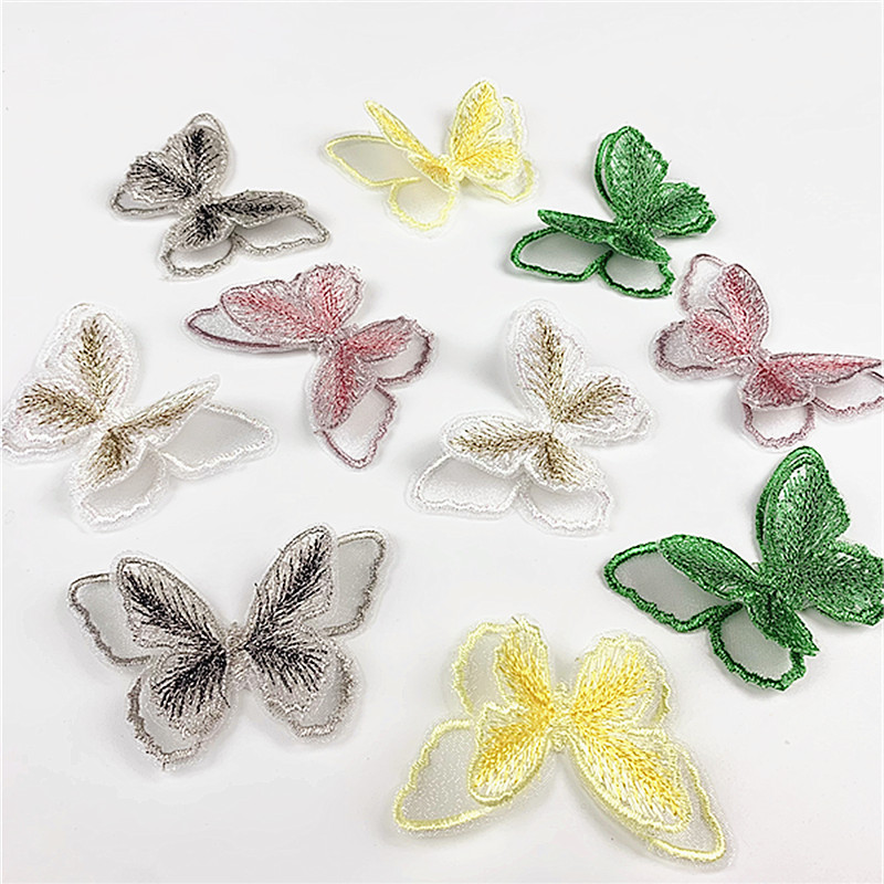 zsbszc new fashion 10PCS 6X4cm butterfly Embroidered Applique Flower patch sew on cloth wedding gown clothing accescies CA20
