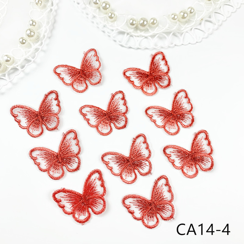 zsbszc new fashion 10PCS 3X4cm butterfly Embroidered Applique Flower patch sew on cloth wedding gown clothing accescies CA14