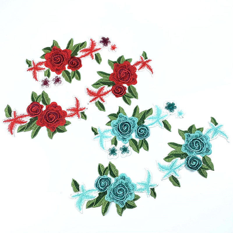zsbszc new popular 1set 21X12cm 19x11cm Embroidered Applique Flower patch sew on cloth wedding gown clothing accescies CA07