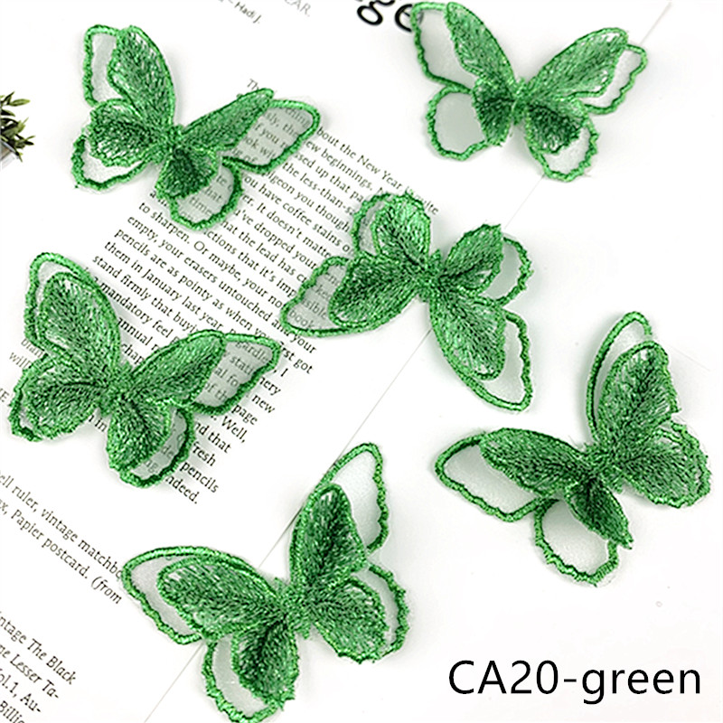 zsbszc new fashion 10PCS 6X4cm butterfly Embroidered Applique Flower patch sew on cloth wedding gown clothing accescies CA20