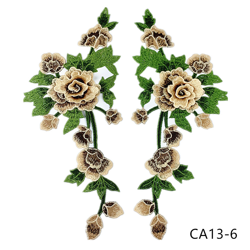 zsbszc new fashion 1pair 35X15cm Embroidered Applique Flower patch sew on cloth wedding gown clothing accescies CA13