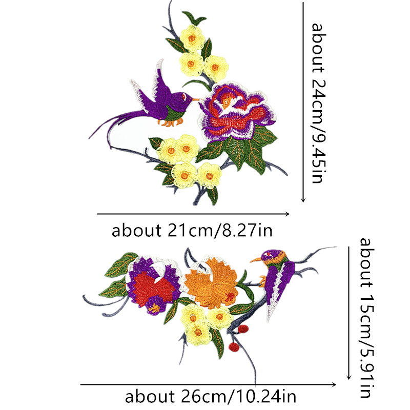 zsbszc new fashion 1set 24X21cm 26X15cm Embroidered Applique Flower patch sew on cloth wedding gown clothing accescies CA11