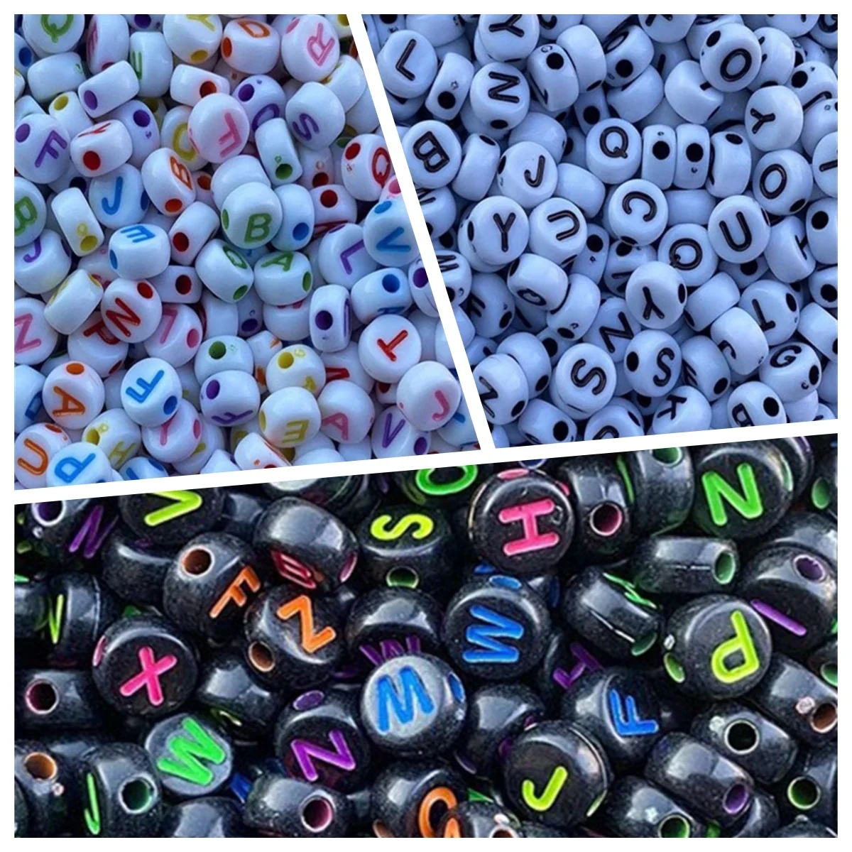 zsbszc 7mm sewing Black White Letter Acrylic Beads Round Flat Alphabet Spacer Beads For Jewelry Making Diy Bracelet Neck ZZ06