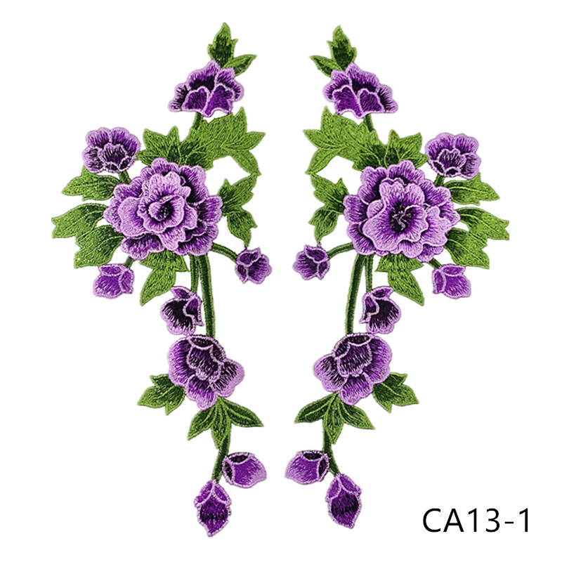 zsbszc new fashion 1pair 35X15cm Embroidered Applique Flower patch sew on cloth wedding gown clothing accescies CA13