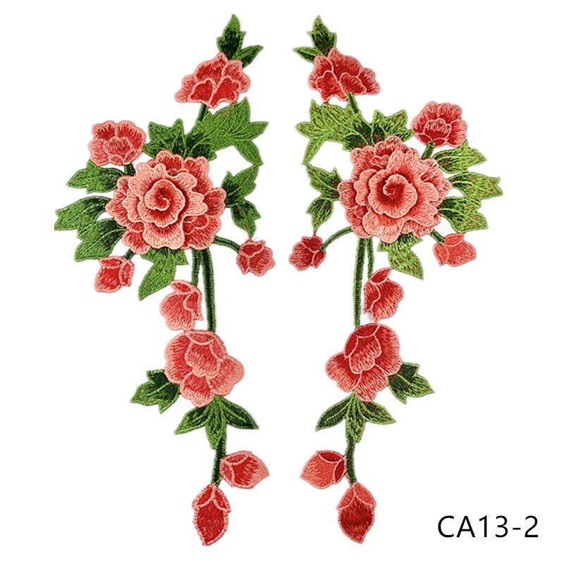 zsbszc new fashion 1pair 35X15cm Embroidered Applique Flower patch sew on cloth wedding gown clothing accescies CA13
