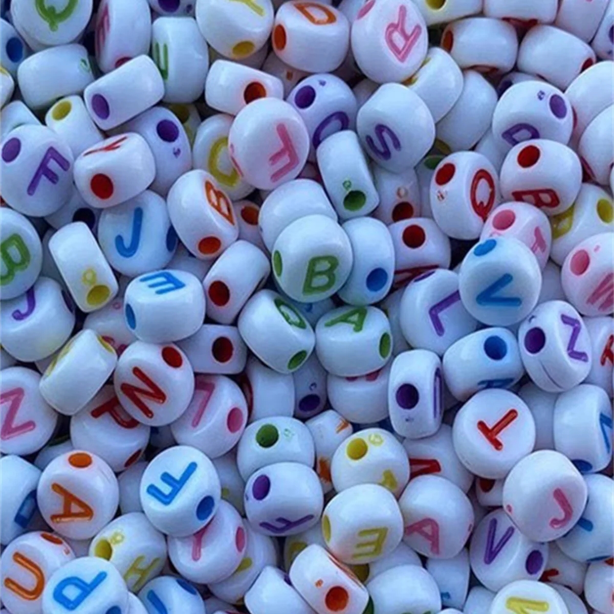 zsbszc 7mm sewing Black White Letter Acrylic Beads Round Flat Alphabet Spacer Beads For Jewelry Making Diy Bracelet Neck ZZ06