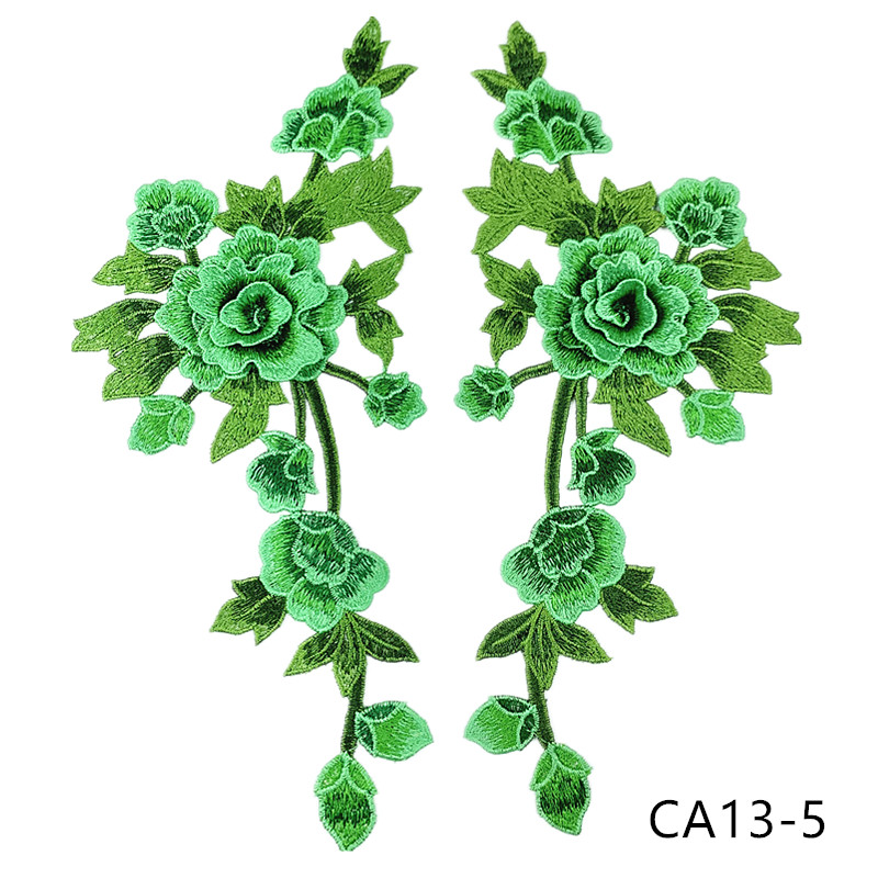 zsbszc new fashion 1pair 35X15cm Embroidered Applique Flower patch sew on cloth wedding gown clothing accescies CA13