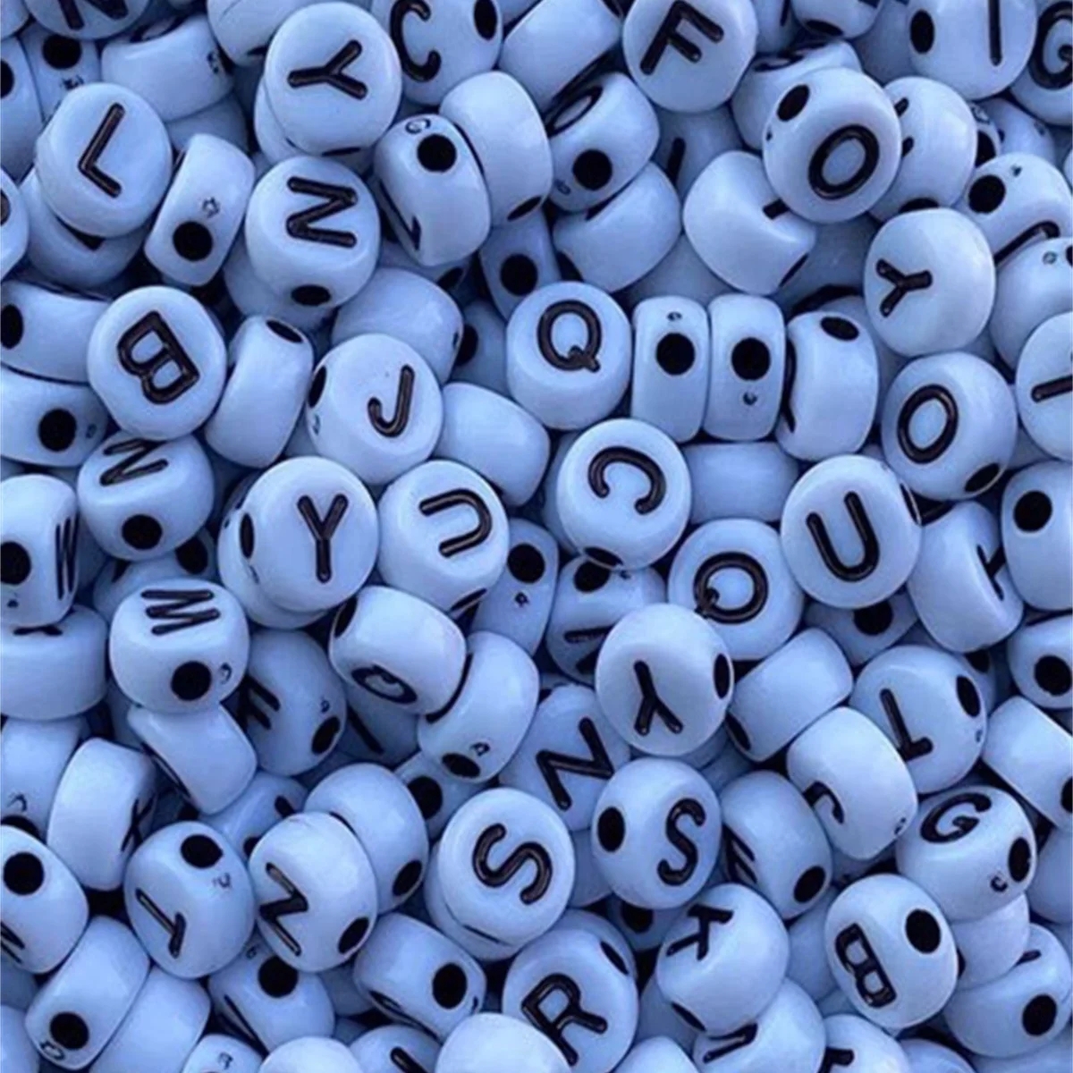 zsbszc 7mm sewing Black White Letter Acrylic Beads Round Flat Alphabet Spacer Beads For Jewelry Making Diy Bracelet Neck ZZ06