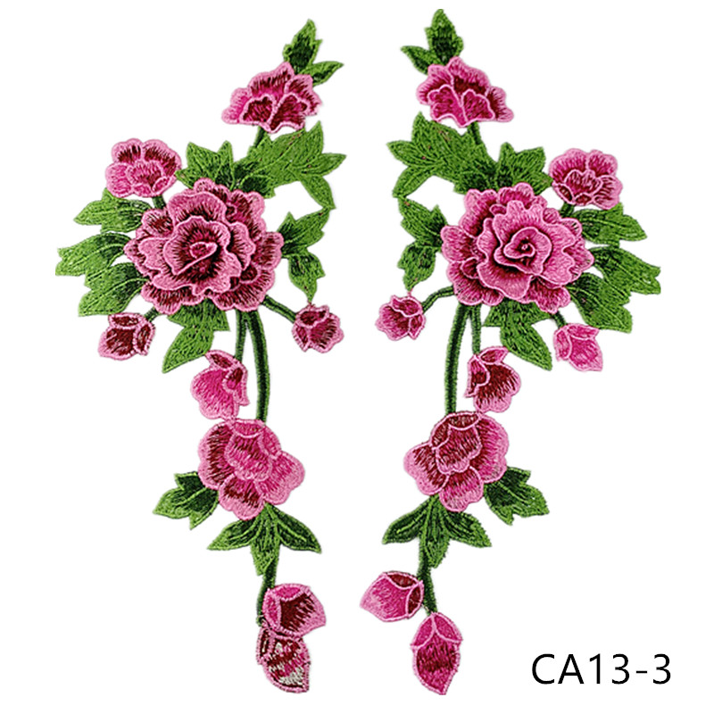 zsbszc new fashion 1pair 35X15cm Embroidered Applique Flower patch sew on cloth wedding gown clothing accescies CA13