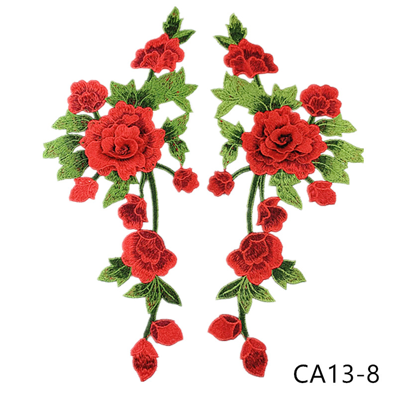 zsbszc new fashion 1pair 35X15cm Embroidered Applique Flower patch sew on cloth wedding gown clothing accescies CA13