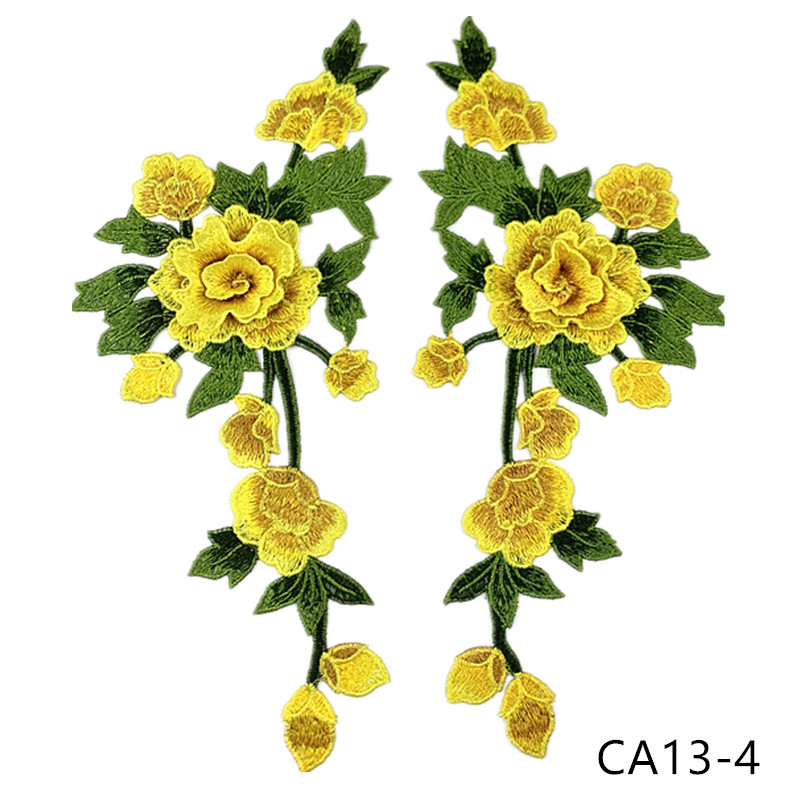 zsbszc new fashion 1pair 35X15cm Embroidered Applique Flower patch sew on cloth wedding gown clothing accescies CA13