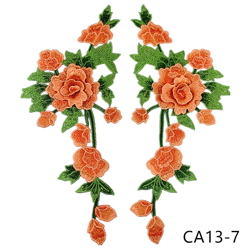 zsbszc new fashion 1pair 35X15cm Embroidered Applique Flower patch sew on cloth wedding gown clothing accescies CA13