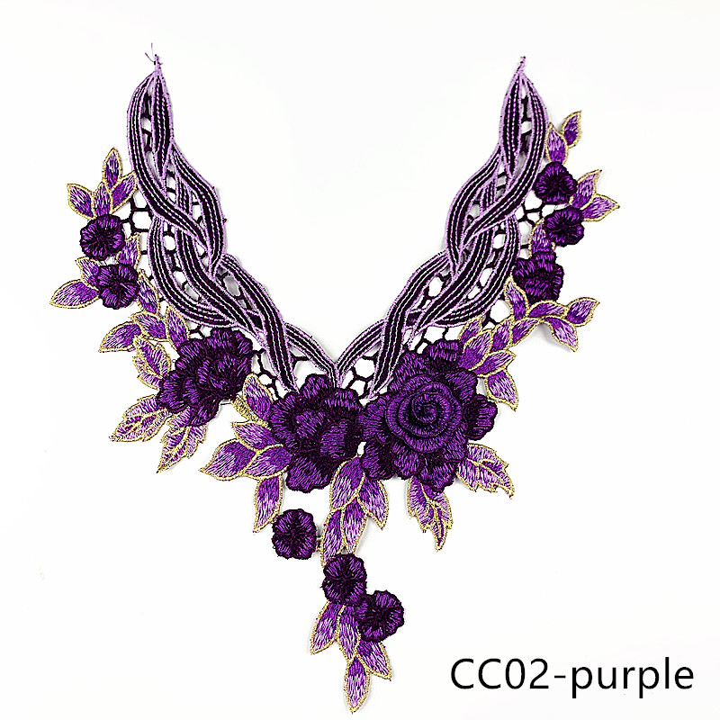 CHICKNIT   1PCS   fashion 33x29cm 3D Embroidered venise lace collar red green diy Dance Skirt Dressing Party Clothing Accessories CC02