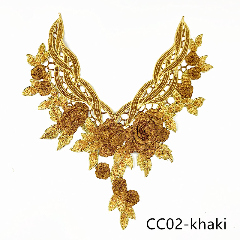 CHICKNIT   1PCS   fashion 33x29cm 3D Embroidered venise lace collar red green diy Dance Skirt Dressing Party Clothing Accessories CC02