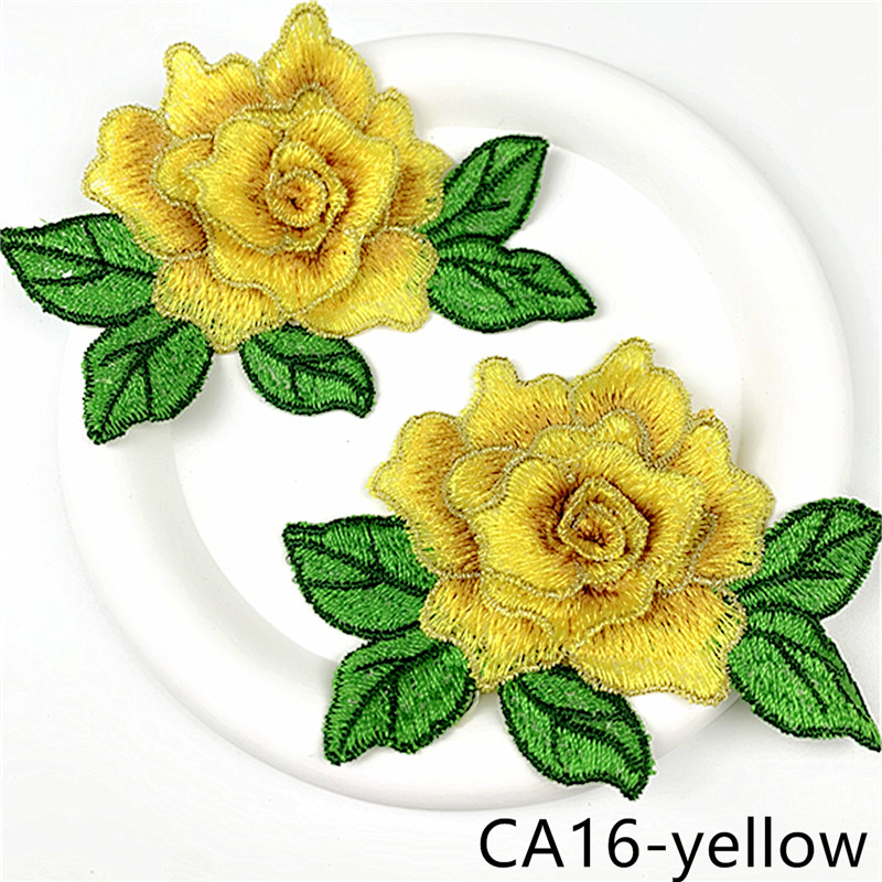 CHICKNIT fashion 7x10cm Embroidered 3D lace flower yellow red diy New Dance Skirt Dressing Party Clothing Accessories CA16