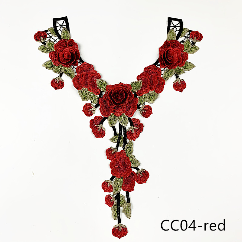 CHICKNIT fashion 40x29cm Embroidered venise lace collar red diy New Dance Skirt Dressing Party Clothing Accessories CC04