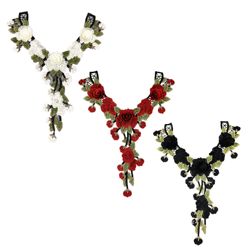 CHICKNIT fashion 40x29cm Embroidered venise lace collar red diy New Dance Skirt Dressing Party Clothing Accessories CC04