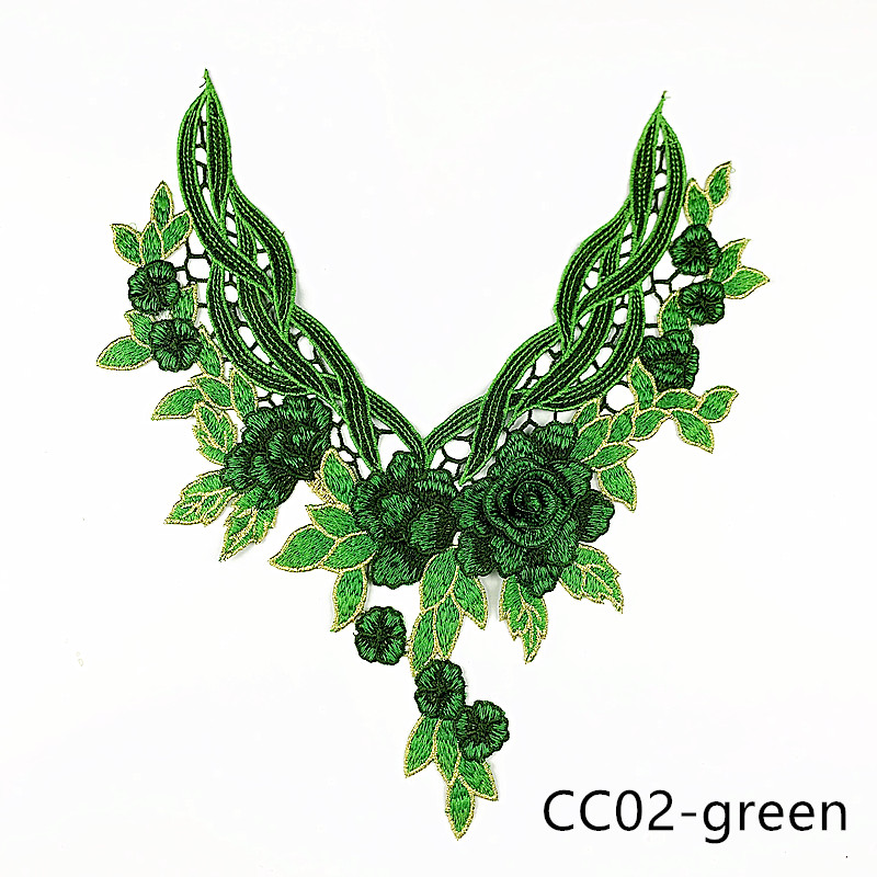 CHICKNIT   1PCS   fashion 33x29cm 3D Embroidered venise lace collar red green diy Dance Skirt Dressing Party Clothing Accessories CC02