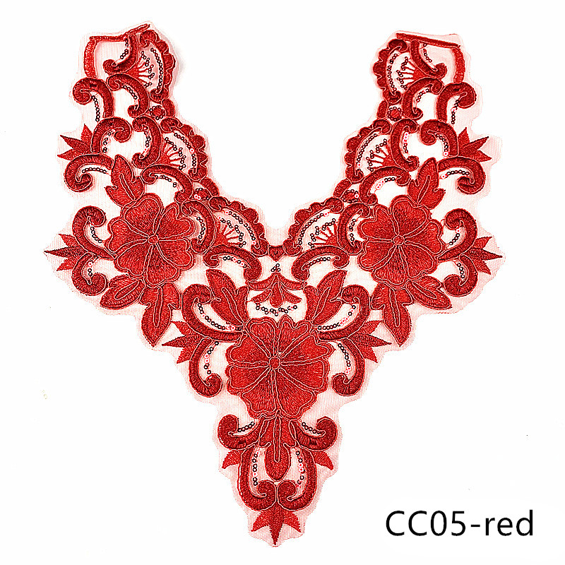 CHICKNIT 35x30cm sequin Embroidered venise lace collar red gold diy New Dance Skirt Dressing Party Clothing Accessories CC05