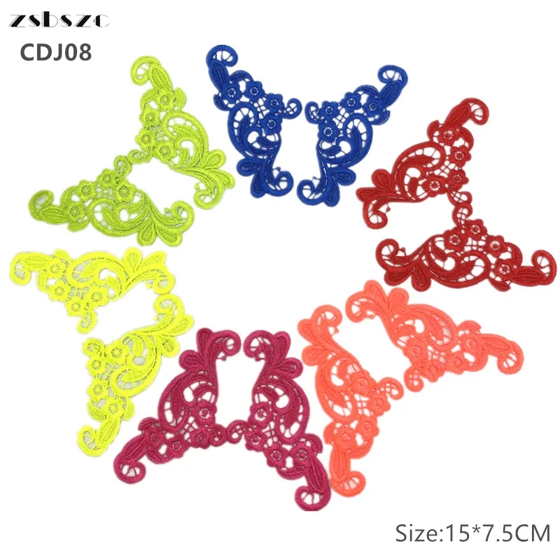 zsbszc 5 pairs fluorescent colors lace Applique patch Plum Tango Latin dance ballet costumes Dress Decor Sewing Crafts CDJ08
