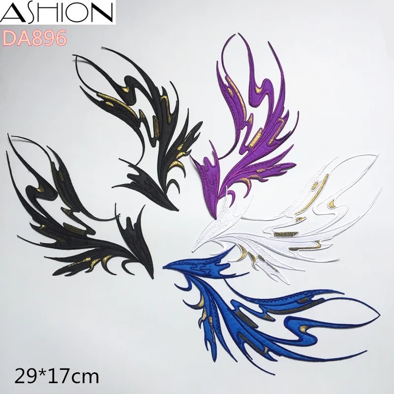 2 pair 29*17CM Multicolor optional embroidery Iron stick Dress lace applique flower patch dancing garment accessories DA896
