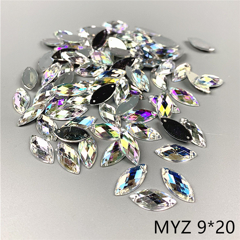 zsbszc sew Acrylic rhinestones square waterdrop diamonds white ab crystal rhinestone jewelry flat back rhinestones dress T-ABZ