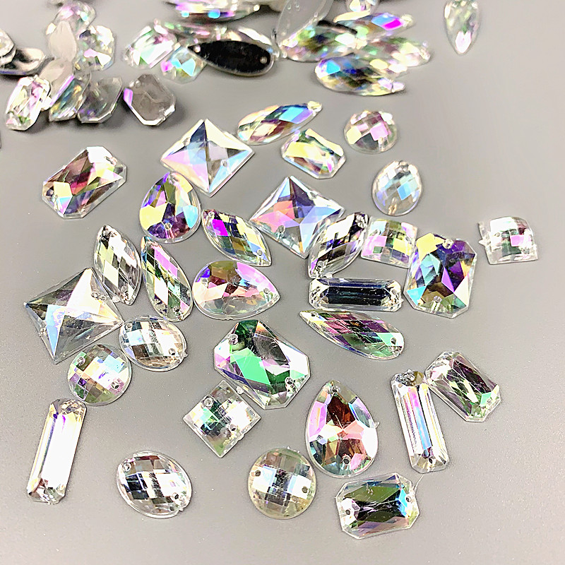 zsbszc sew Acrylic rhinestones square waterdrop diamonds white ab crystal rhinestone jewelry flat back rhinestones dress T-ABZ
