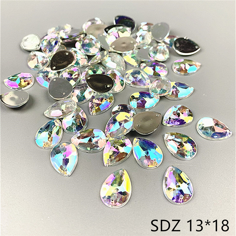 zsbszc sew Acrylic rhinestones square waterdrop diamonds white ab crystal rhinestone jewelry flat back rhinestones dress T-ABZ