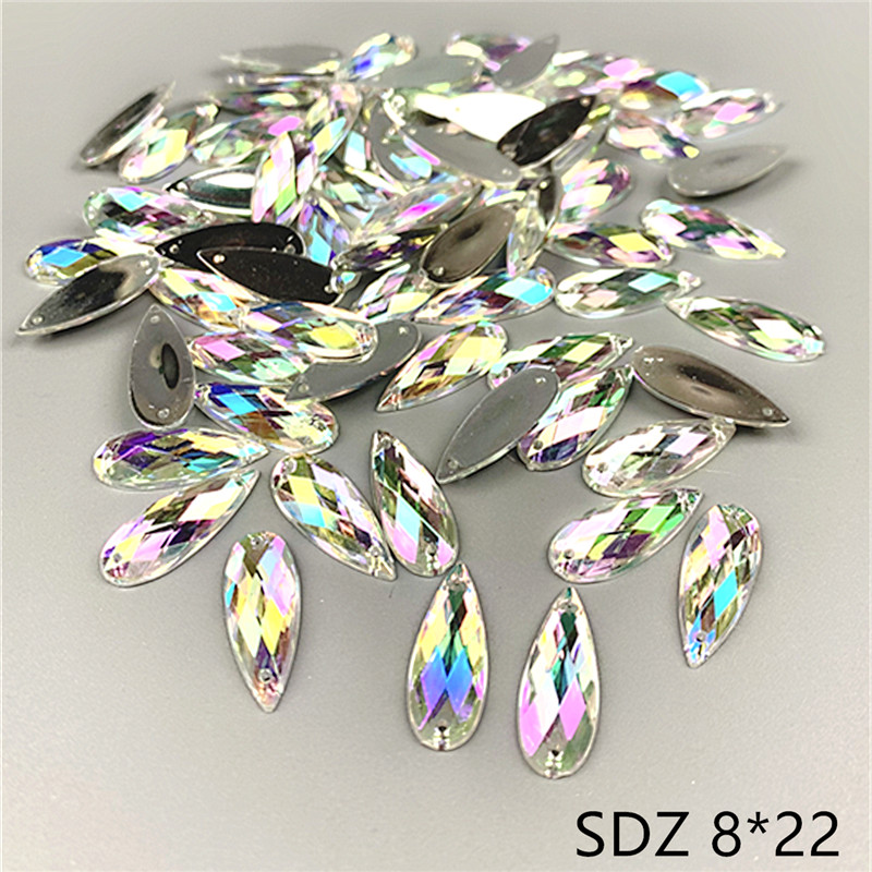 zsbszc sew Acrylic rhinestones square waterdrop diamonds white ab crystal rhinestone jewelry flat back rhinestones dress T-ABZ