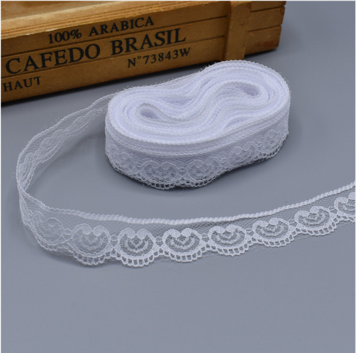 Wholesale 300Yards/Lot 23mm Love Heart 100% Nylon Mesh Embroidery Lace for Clothing DIY W005