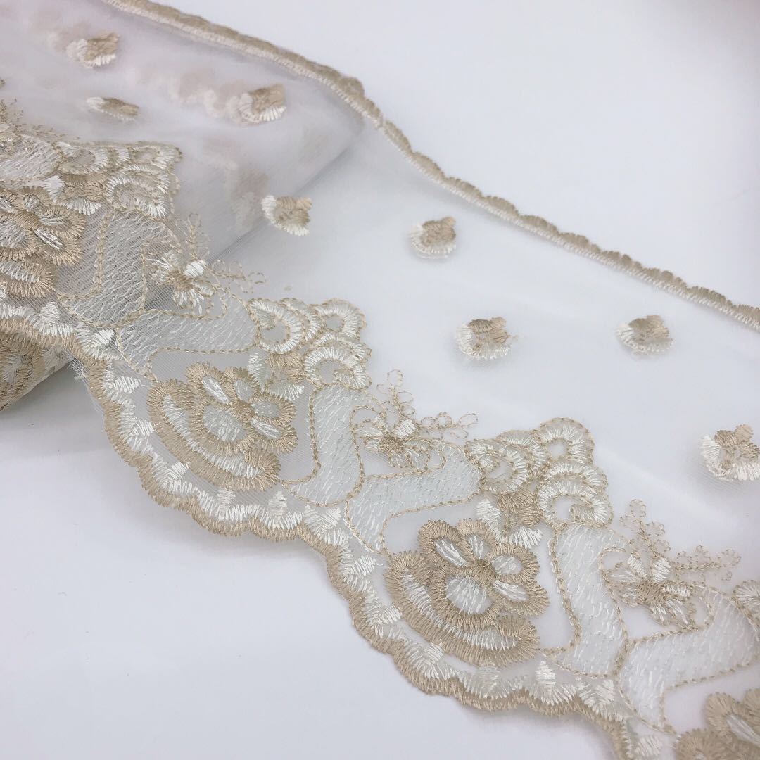 mesh gauze fabric embroidery lace trim curtain lace bedding lace decoration WB22
