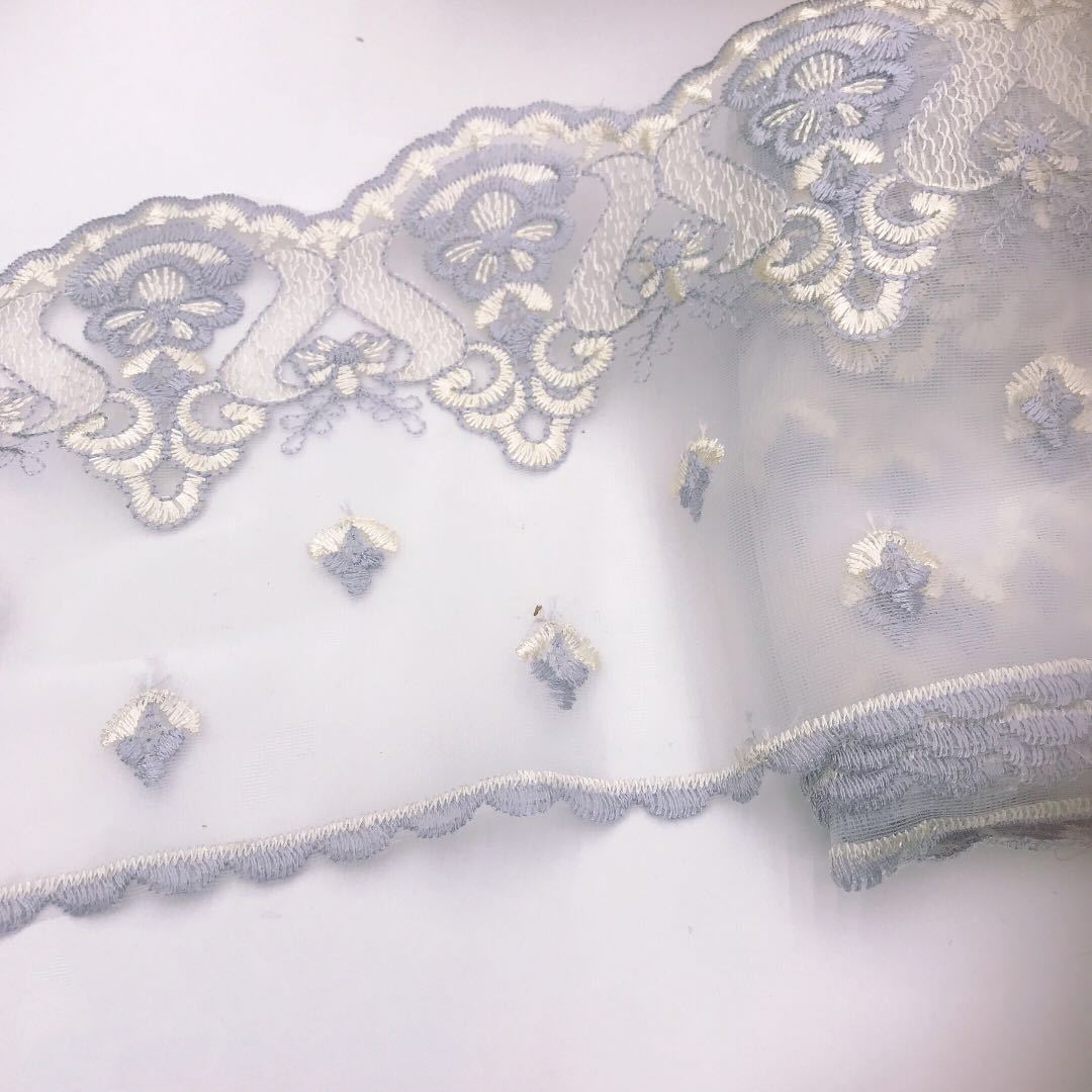 mesh gauze fabric embroidery lace trim curtain lace bedding lace decoration WB22
