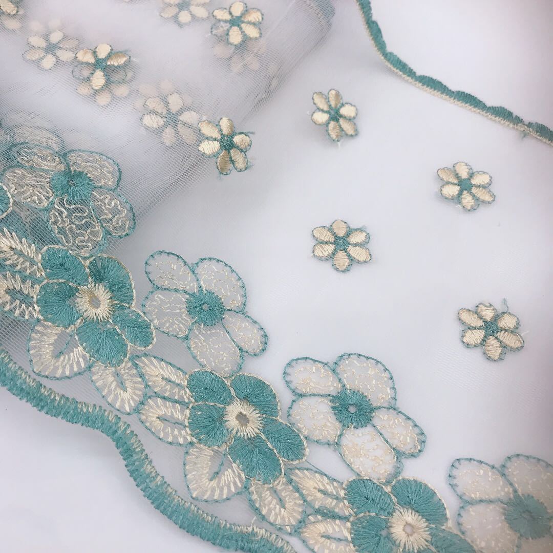 mesh gauze fabric embroidery lace trim curtain lace bedding lace decoration WB22