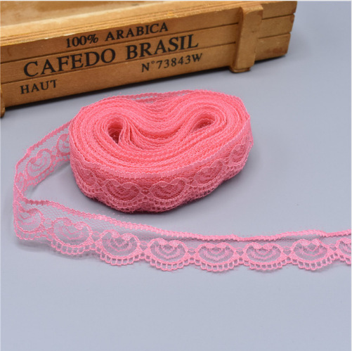 Wholesale 300Yards/Lot 23mm Love Heart 100% Nylon Mesh Embroidery Lace for Clothing DIY W005