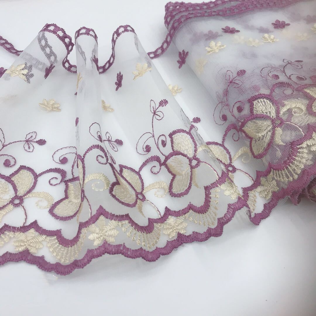 mesh gauze fabric embroidery lace trim curtain lace bedding lace decoration WB22