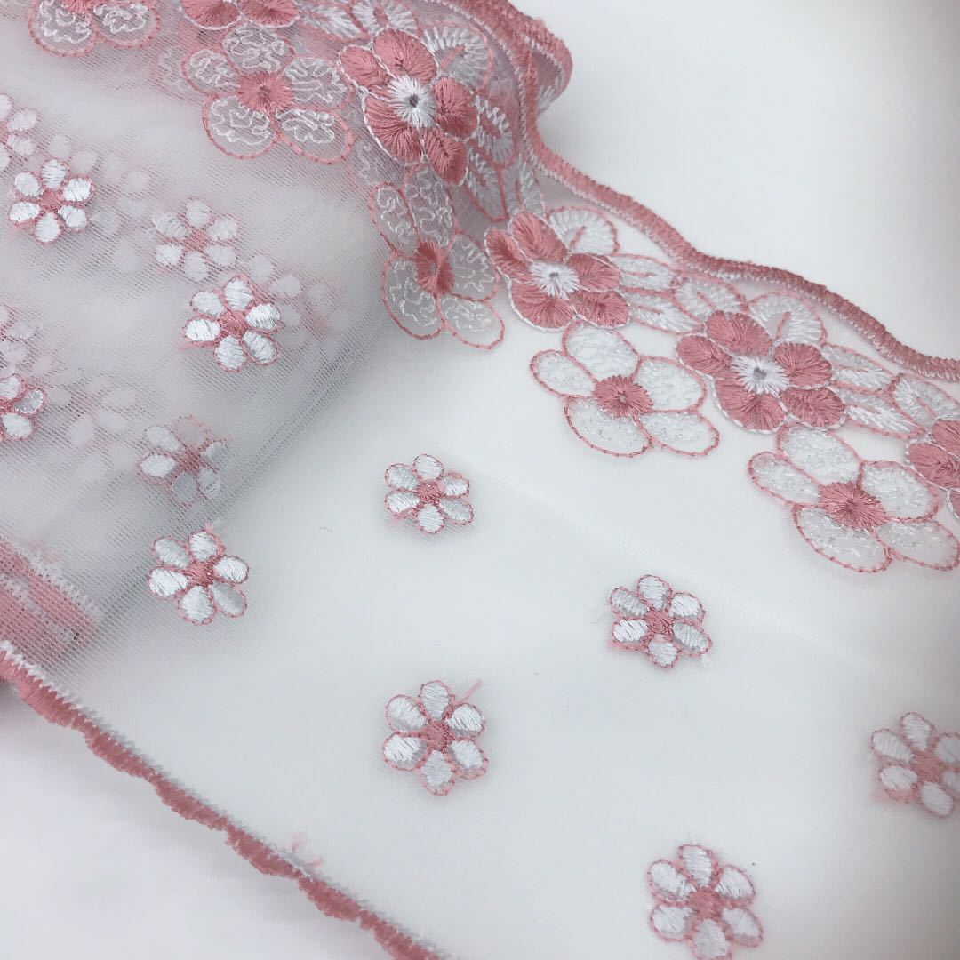 mesh gauze fabric embroidery lace trim curtain lace bedding lace decoration WB22