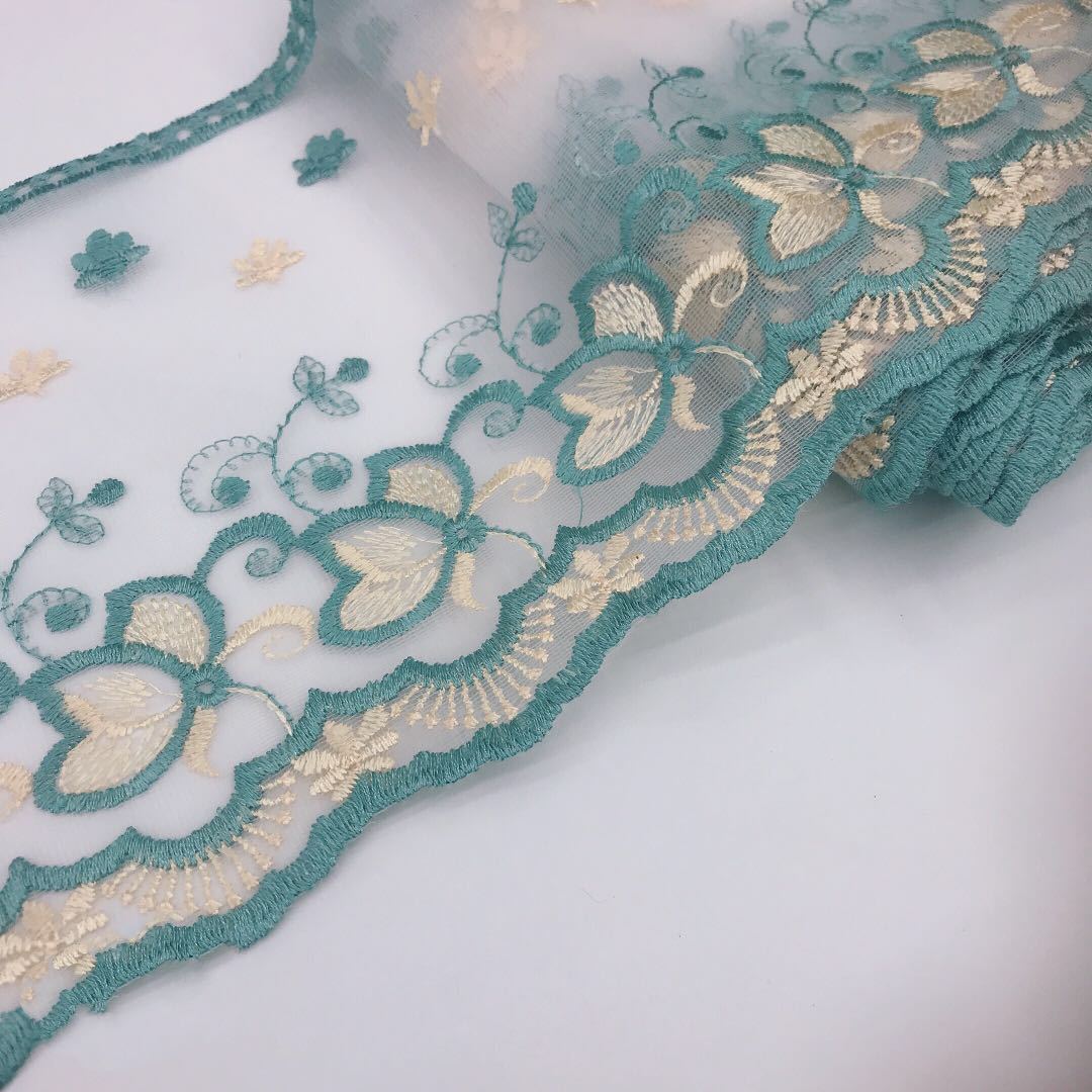 mesh gauze fabric embroidery lace trim curtain lace bedding lace decoration WB22