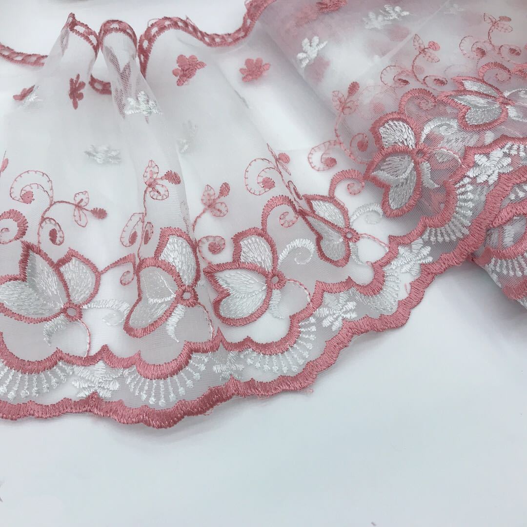 mesh gauze fabric embroidery lace trim curtain lace bedding lace decoration WB22
