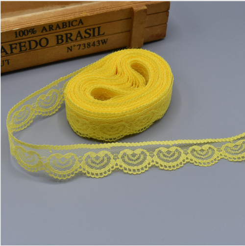 Wholesale 300Yards/Lot 23mm Love Heart 100% Nylon Mesh Embroidery Lace for Clothing DIY W005