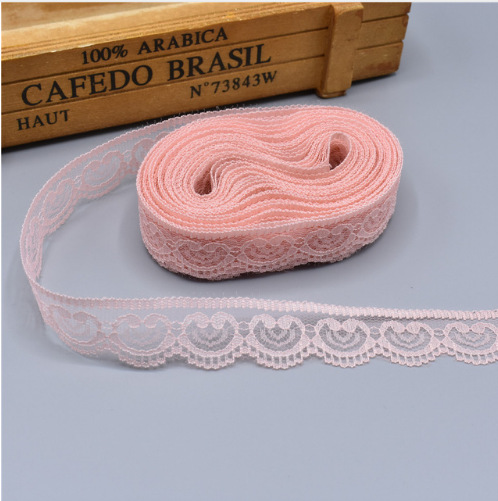 Wholesale 300Yards/Lot 23mm Love Heart 100% Nylon Mesh Embroidery Lace for Clothing DIY W005