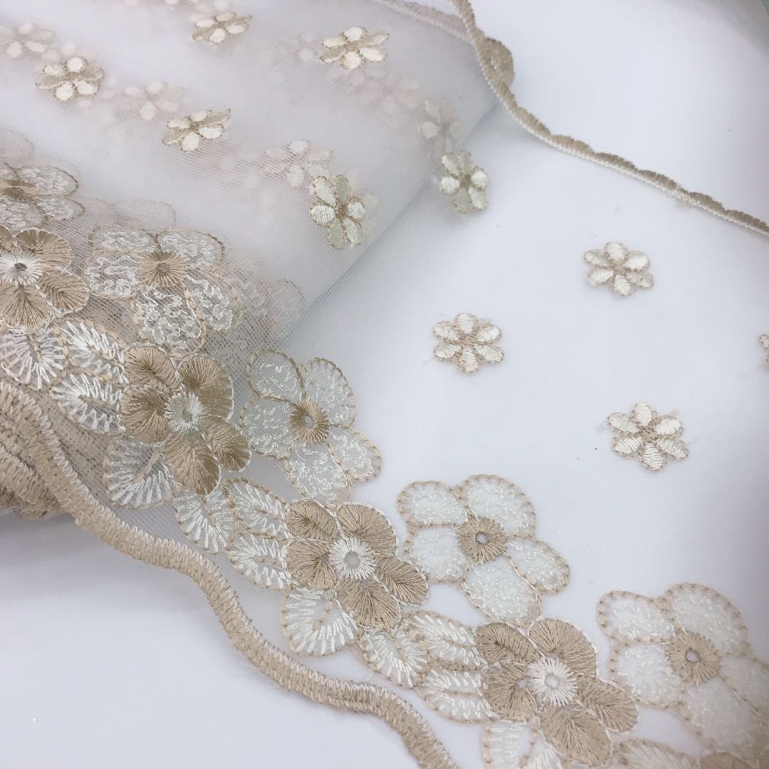 mesh gauze fabric embroidery lace trim curtain lace bedding lace decoration WB22
