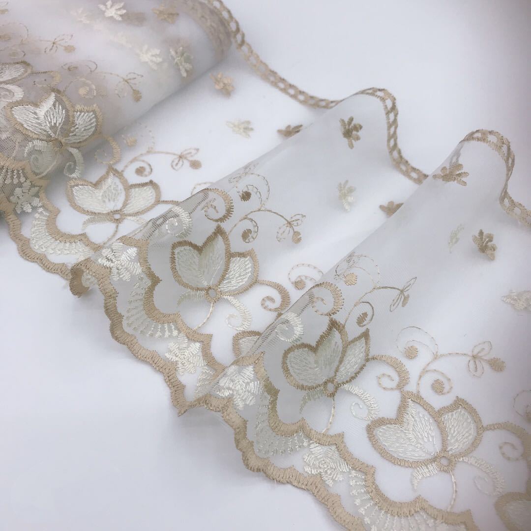 mesh gauze fabric embroidery lace trim curtain lace bedding lace decoration WB22