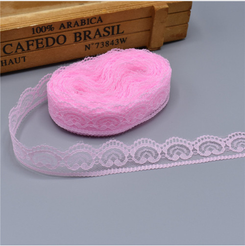 Wholesale 300Yards/Lot 23mm Love Heart 100% Nylon Mesh Embroidery Lace for Clothing DIY W005
