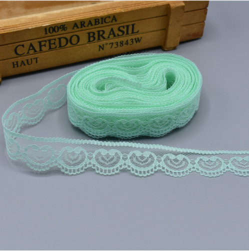 Wholesale 300Yards/Lot 23mm Love Heart 100% Nylon Mesh Embroidery Lace for Clothing DIY W005