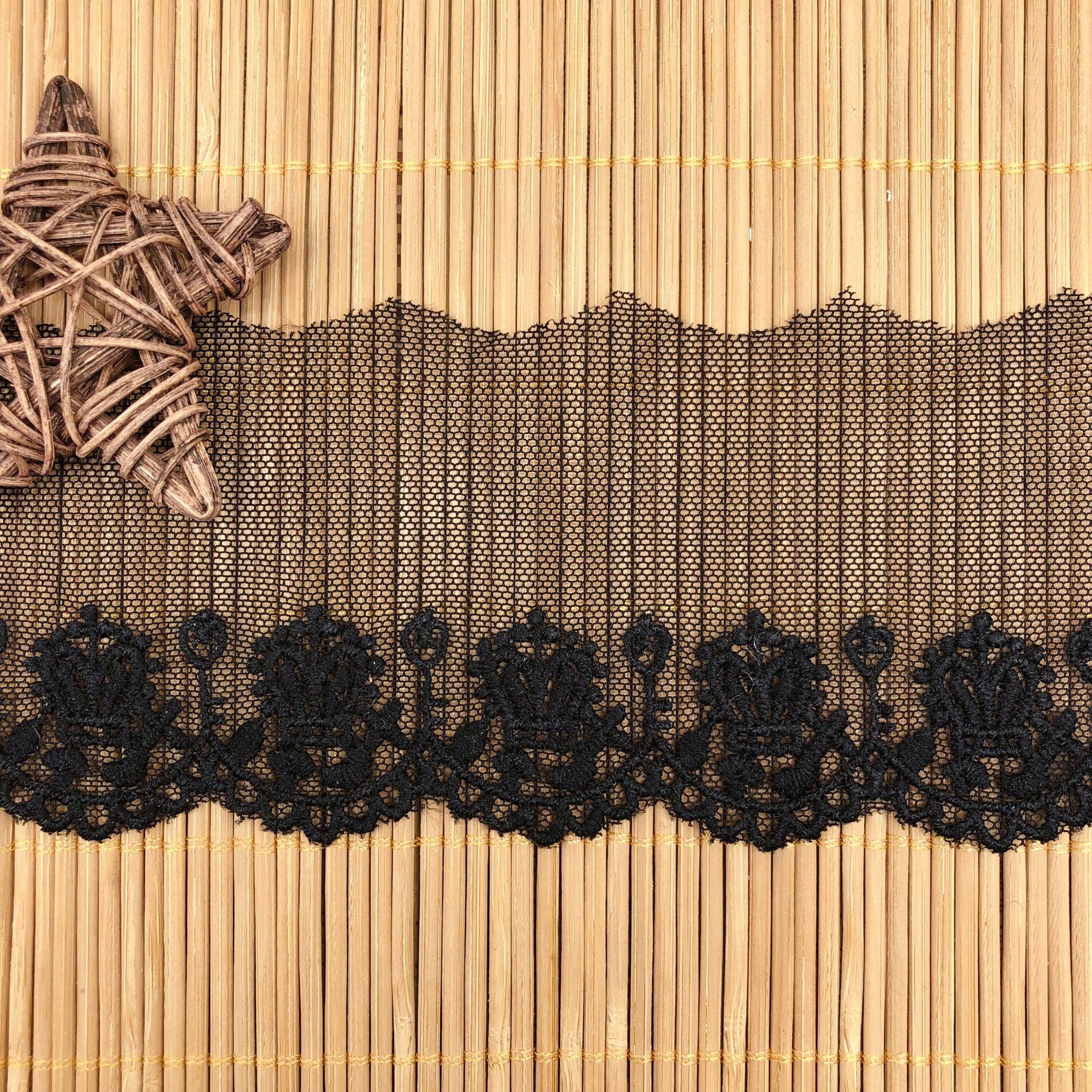 Floral Embroidered Lace Ribbon Eyelet Tulle Lace Fabric for Crafts Sewing and Bridal Wedding Dress Applique Decorations WB28