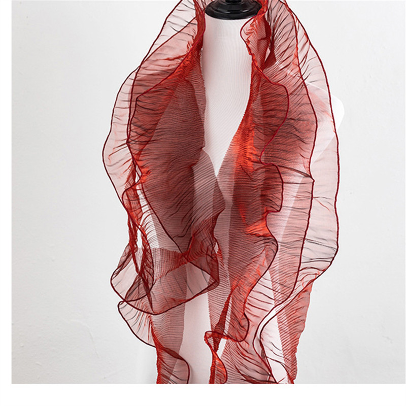 12cm width Shimmer Gradient Mermaid Sheer Organza Transparent Bright Wave Single Ruffle Lace Trim 3D Pleated Mesh Lotus Leaf Fabric WB36